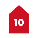 The number 10 in a red house