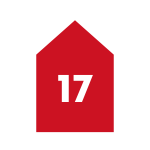 The number 17 in a red house
