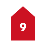 The number 9 in a red house