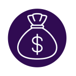 investment icon in white on purple background