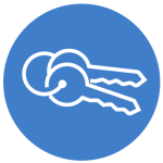 keys icon in blue circle