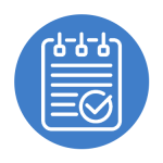 white checklist icon in blue circle