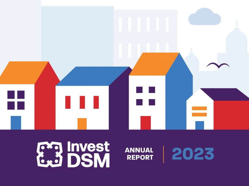 Invest DSM Annual Report 2023 multi colored houses