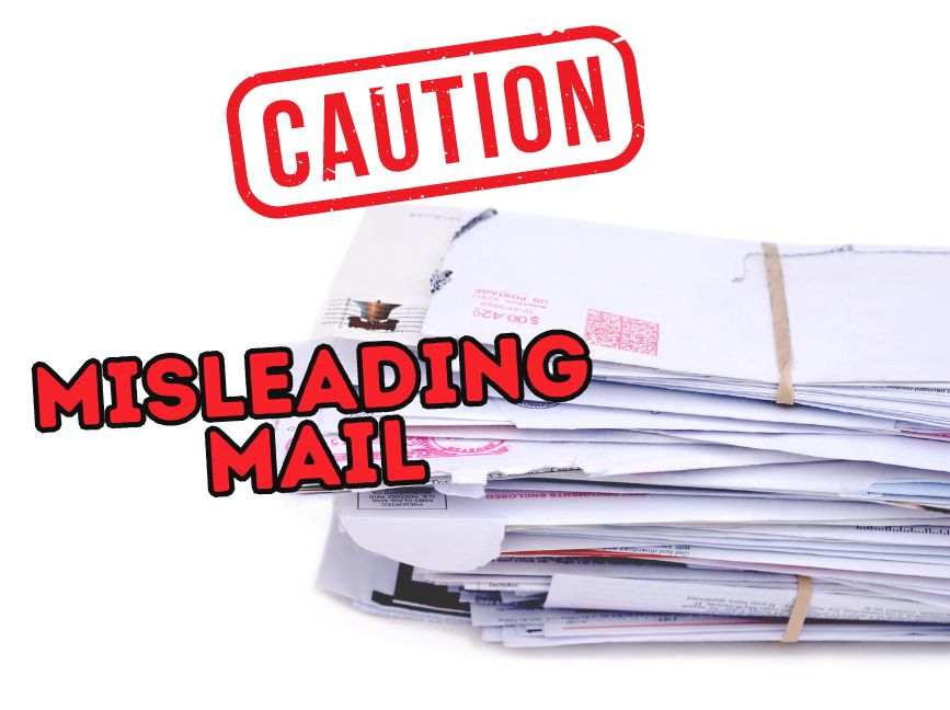 Caution: Misleading Mail, stack of mail