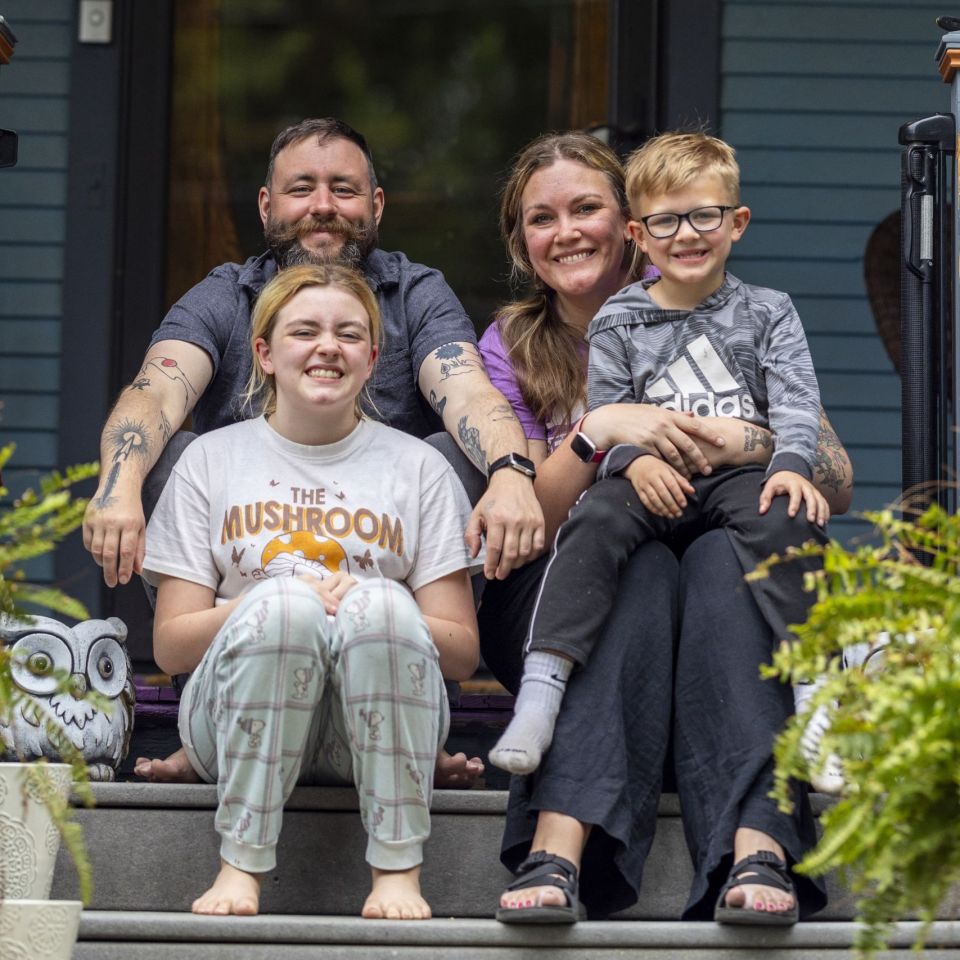 The Brennan family on their front porch