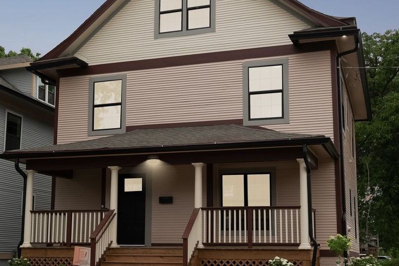 Restored Victorian home with front porch